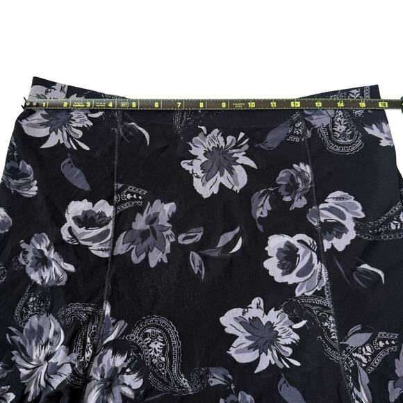 Coldwater Creek Dark Floral Tiered Fairy Grunge Whimsigoth Mesh Midi Skirt M - Picture 6 of 10